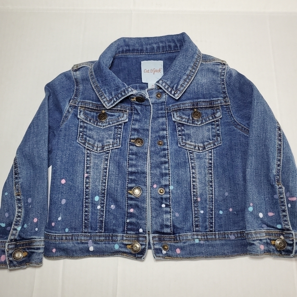 Cat & Jack Paint Splatter Jean Jacket Sz 3T